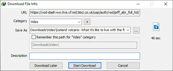 Set save location for BBC video