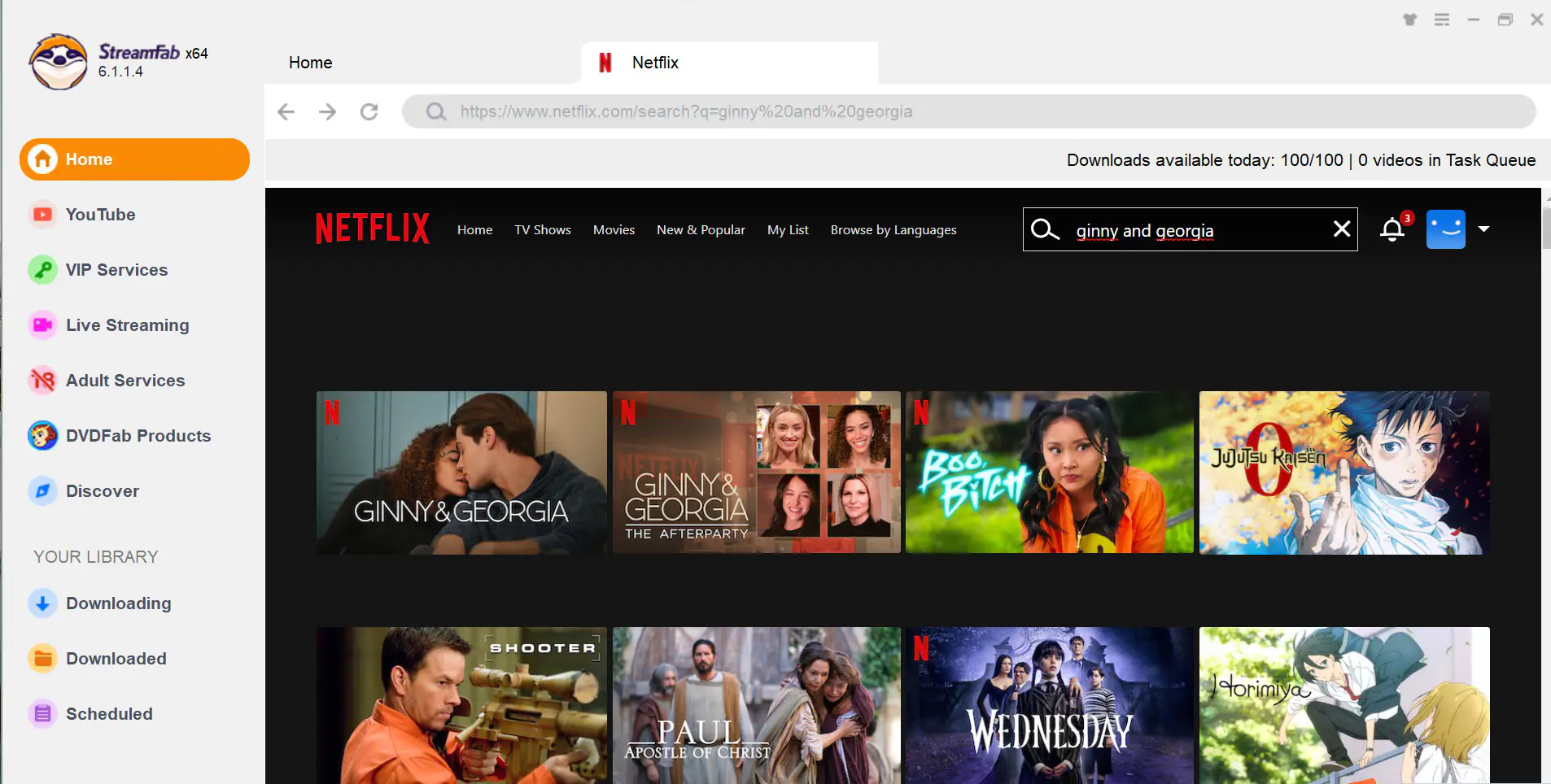 Find the Netflix movie or TV show by search