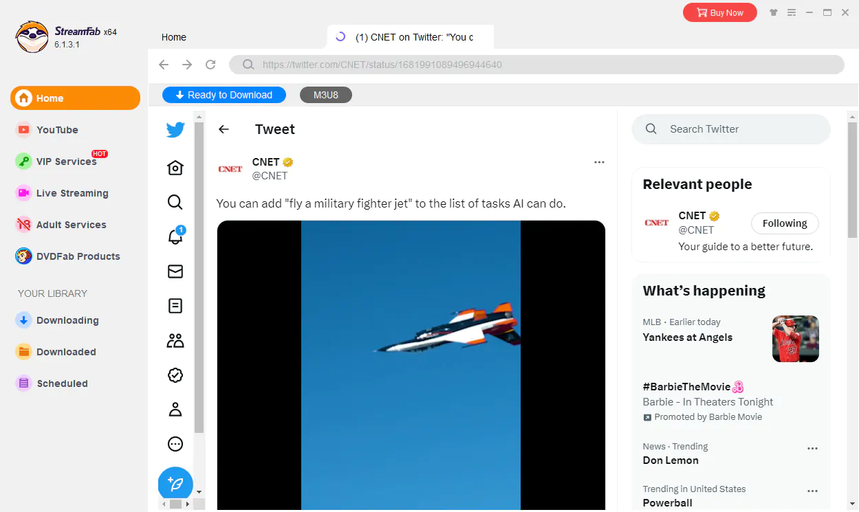 Browse the Twitter video in the built-in browser