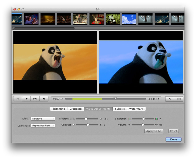 DVD Ripper for Mac: adjust video effects